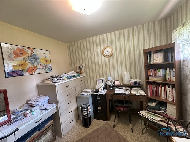 5916 E Benalex Dr, Toledo, OH 43612 - carpeted office with wallpapered walls