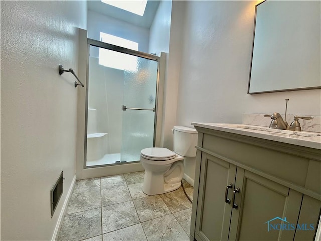 3800 Harrowsfield Rd, Sylvania, OH 43560 - full bathroom featuring vanity, a stall shower, and a skylight