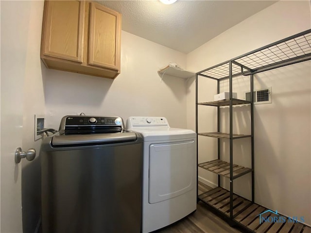 3800 Harrowsfield Rd, Sylvania, OH 43560 - laundry room with cabinet space, washer and dryer, and dark wood-style floors
