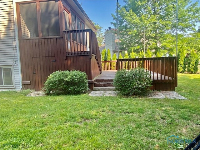 3800 Harrowsfield Rd, Sylvania, OH 43560 - view of grassy yard featuring a wooden deck
