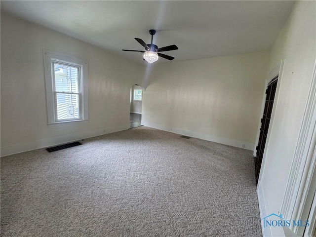 201 E Rings St, West Unity, OH 43570 - carpeted empty room featuring ceiling fan and baseboards