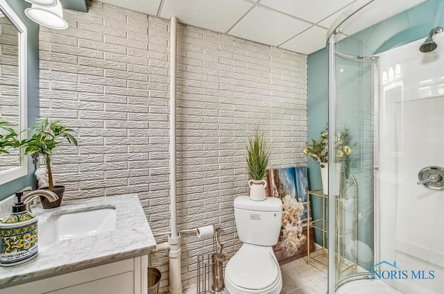 5872 Settlers Ridge Cir, Sylvania, OH 43560 - bathroom featuring vanity, a stall shower, and a paneled ceiling