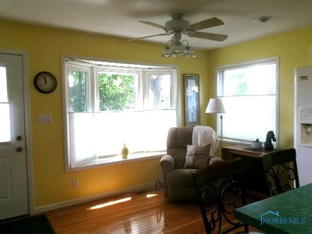 252 N Walnut St, Ottawa, OH 45875 - living room with wood finished floors and a ceiling fan