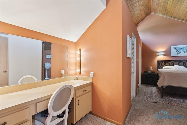 23866 W State Route 579, Curtice, OH 43412 - ensuite bathroom with vaulted ceiling, vanity, and wooden ceiling