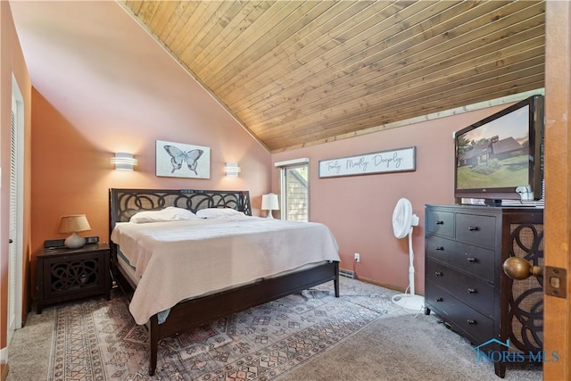 23866 W State Route 579, Curtice, OH 43412 - bedroom featuring wood ceiling, carpet flooring, and lofted ceiling