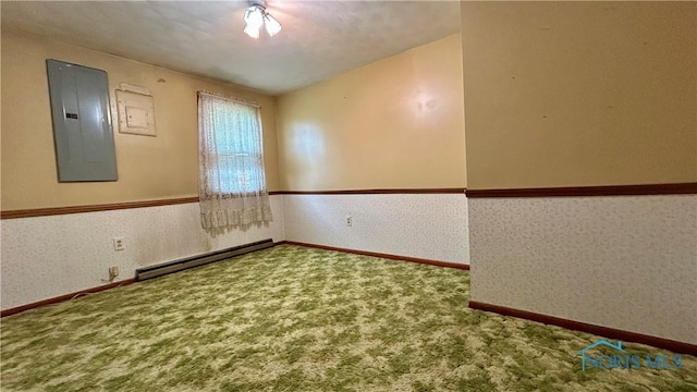 825 Johnson Rd, Paulding, OH 45879 - carpeted spare room with electric panel and a baseboard radiator
