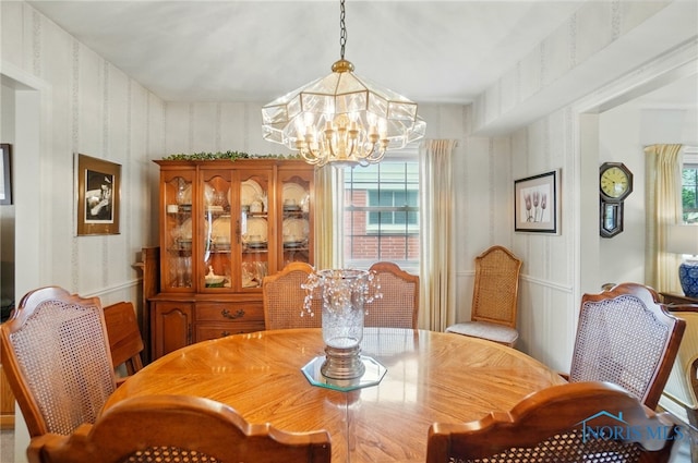 1309 Gettysburg Dr, Maumee, OH 43537 - dining space featuring wallpapered walls, a chandelier, and plenty of natural light