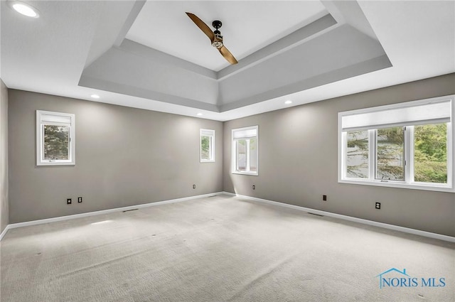 1626 Woodstream Rd, Perrysburg, OH 43551 - unfurnished room with a raised ceiling, a ceiling fan, carpet, and recessed lighting