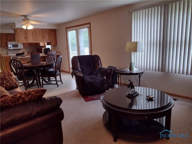 11550 County Road 26th 1, Fayette, OH 43521 - living room with ceiling fan and light colored carpet