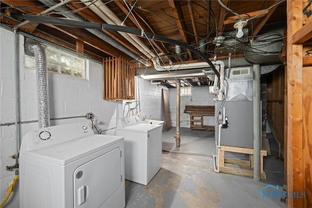 42 California Blvd, Toledo, OH 43612 - basement with washing machine and dryer and heating unit