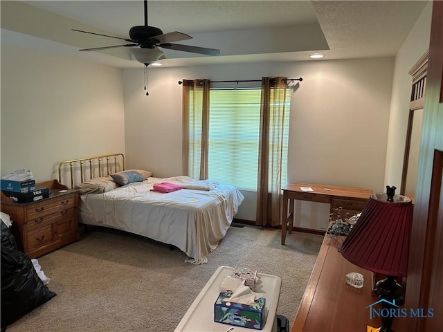 2440 Bluestone Dr, Findlay, OH 45840 - bedroom featuring light colored carpet, recessed lighting, and a ceiling fan