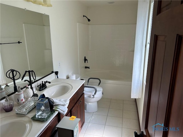2440 Bluestone Dr, Findlay, OH 45840 - full bath with double vanity, tile patterned flooring, and shower / tub combination
