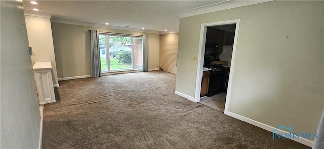 4010 Wreford Ct, Toledo, OH 43614 - unfurnished living room with crown molding, carpet flooring, and recessed lighting