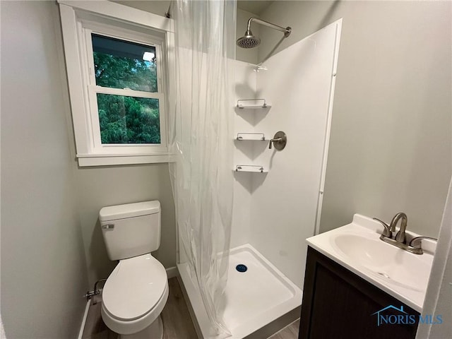 4409 Merry Ln, Toledo, OH 43615 - full bathroom with a stall shower, wood finished floors, and vanity