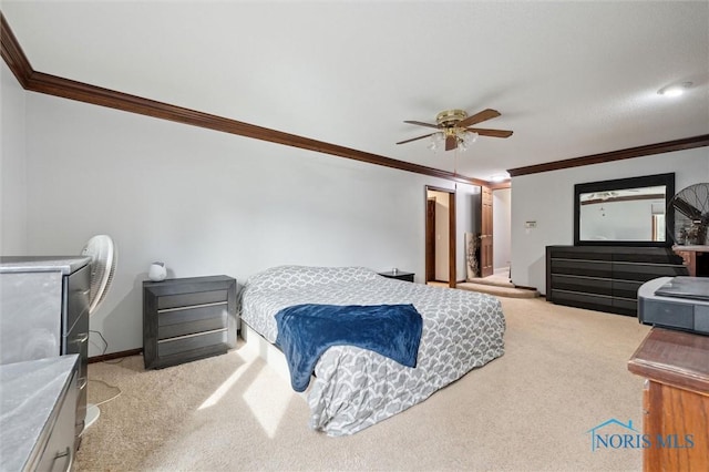 7106 Country Creek Rd, Maumee, OH 43537 - bedroom featuring carpet flooring, ornamental molding, and ceiling fan