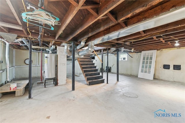 108 Western Ave, Findlay, OH 45840 - basement with gas water heater and stairway