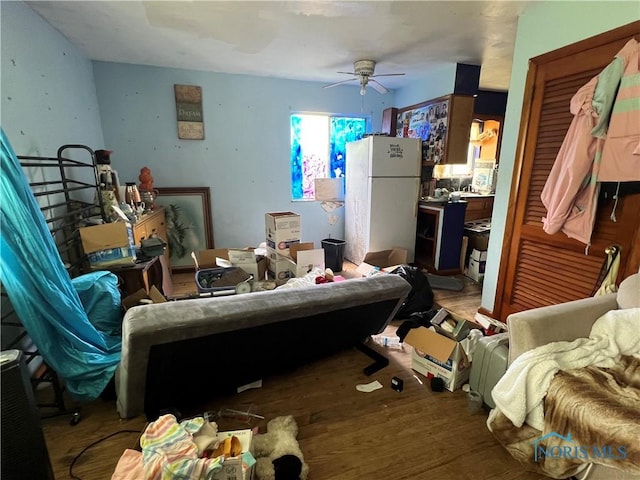 2017 Newport Ave, Toledo, OH 43613 - living room with a ceiling fan and wood finished floors