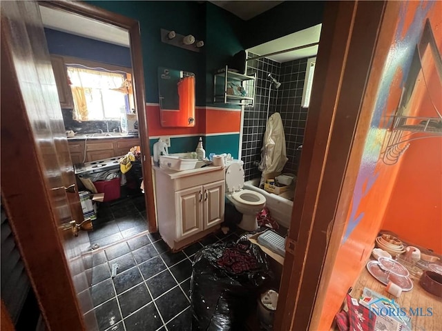 2017 Newport Ave, Toledo, OH 43613 - bathroom with vanity, tile patterned floors, and shower / tub combination