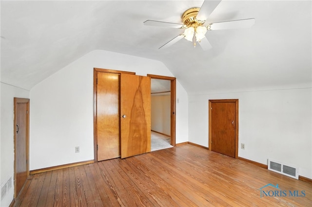 2632 117th St, Toledo, OH 43611 - additional living space with vaulted ceiling, hardwood / wood-style floors, and a ceiling fan