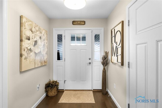4825 Sylvan Prairie Ct, Sylvania, OH 43560 - foyer entrance featuring dark wood-type flooring and baseboards