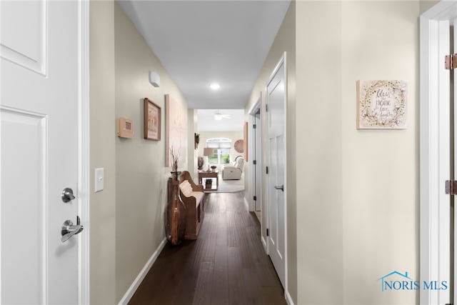 4825 Sylvan Prairie Ct, Sylvania, OH 43560 - hallway featuring dark wood-type flooring and recessed lighting