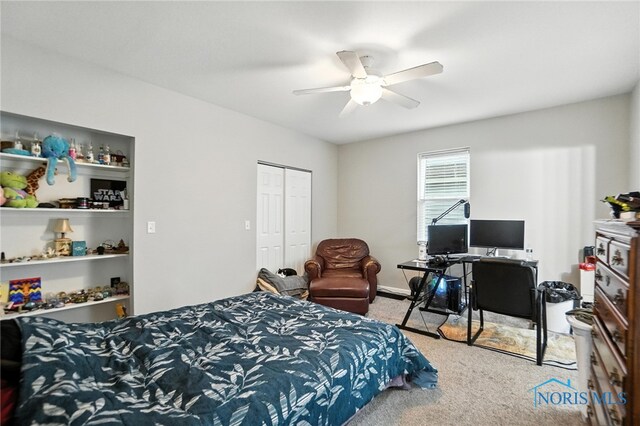 407 Washington St, Findlay, OH 45840 - carpeted bedroom featuring a closet and ceiling fan