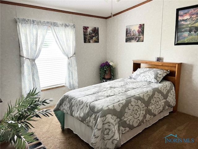 120 E Nicholas St, Arlington, OH 45814 - carpeted bedroom featuring crown molding