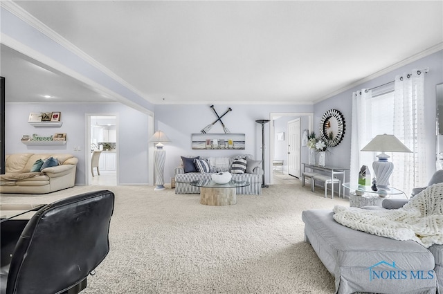 772 Fairway Ln, Wauseon, OH 43567 - carpeted living room with ornamental molding