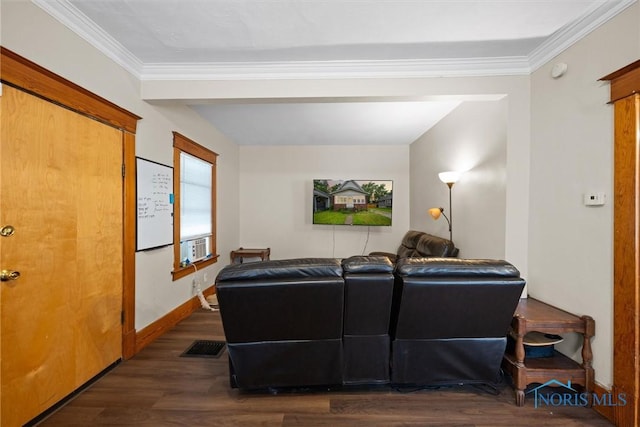 1930 Berkshire Pl, Toledo, OH 43613 - living room with dark wood-style flooring and ornamental molding