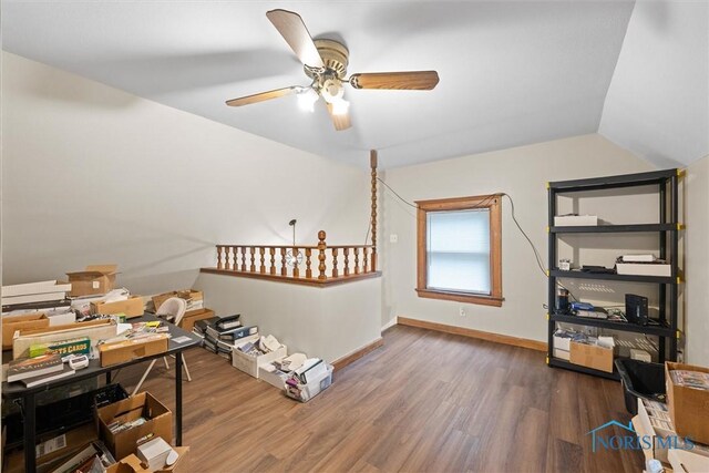 1930 Berkshire Pl, Toledo, OH 43613 - office space featuring wood finished floors, ceiling fan, and lofted ceiling