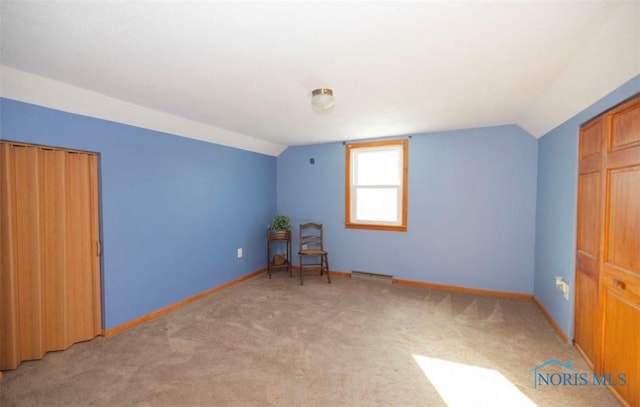 404 E Garfield Ave, Swanton, OH 43558 - unfurnished bedroom featuring vaulted ceiling and light carpet