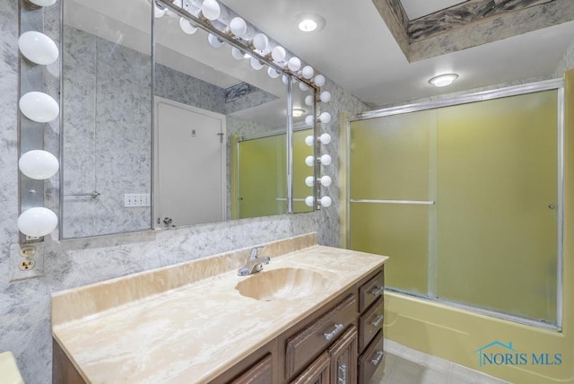 3733 Shamrock Dr, Toledo, OH 43615 - bathroom with vanity, enclosed tub / shower combo, and tile patterned flooring