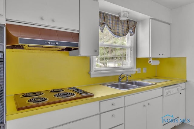 3733 Shamrock Dr, Toledo, OH 43615 - kitchen featuring stovetop, dishwasher, premium range hood, and white cabinetry