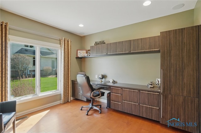 3862 Ravine Hollow Ct, Maumee, OH 43537 - office area featuring light wood-type flooring, healthy amount of natural light, and recessed lighting