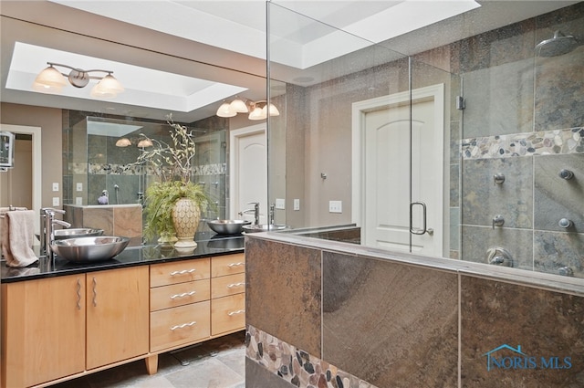 3862 Ravine Hollow Ct, Maumee, OH 43537 - full bathroom with double vanity and a shower stall