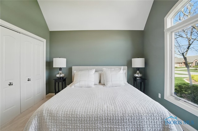 3862 Ravine Hollow Ct, Maumee, OH 43537 - bedroom featuring vaulted ceiling and a closet