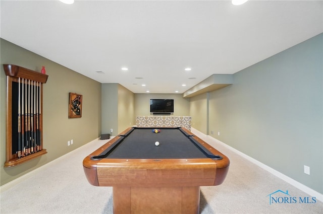 3862 Ravine Hollow Ct, Maumee, OH 43537 - game room with carpet flooring, billiards table, and recessed lighting