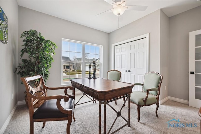 3343 Moonlit Pass, Monclova, OH 43542 - carpeted office space featuring baseboards and a ceiling fan