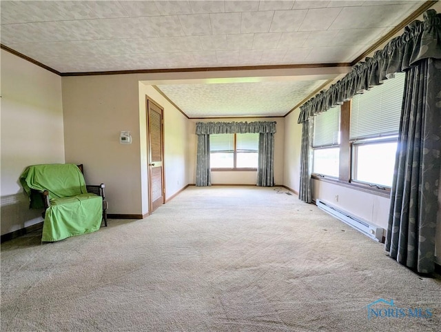 6151 The Bend Rd, Ney, OH 43549 - carpeted spare room featuring a baseboard heating unit and crown molding