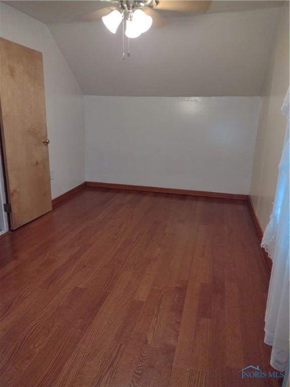 200 Pleasant St, Archbold, OH 43502 - additional living space with wood finished floors, lofted ceiling, and ceiling fan