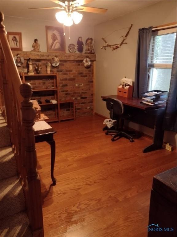 200 Pleasant St, Archbold, OH 43502 - office featuring a ceiling fan and wood finished floors