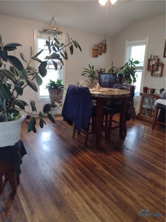 200 Pleasant St, Archbold, OH 43502 - dining room featuring wood finished floors and vaulted ceiling