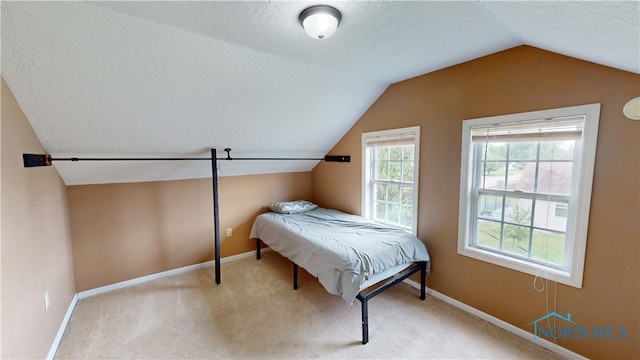 420 Ames St, Clyde, OH 43410 - carpeted bedroom featuring lofted ceiling and a textured ceiling