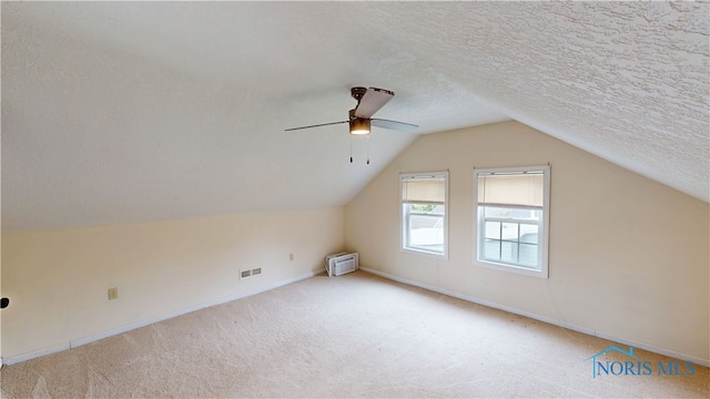 420 Ames St, Clyde, OH 43410 - bonus room with carpet flooring, lofted ceiling, a textured ceiling, a ceiling fan, and a wall mounted AC