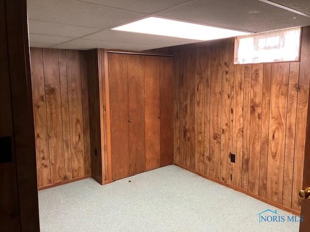 4614 290th St, Toledo, OH 43611 - below grade area featuring wooden walls and carpet