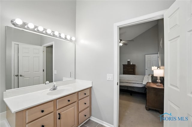8076 Bridgehampton Dr, Waterville, OH 43566 - bathroom featuring vanity, a ceiling fan, and connected bathroom