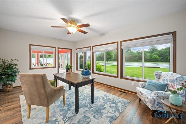 15180 Dirlam Rd, Bowling Green, OH 43402 - office space featuring a ceiling fan and wood finished floors