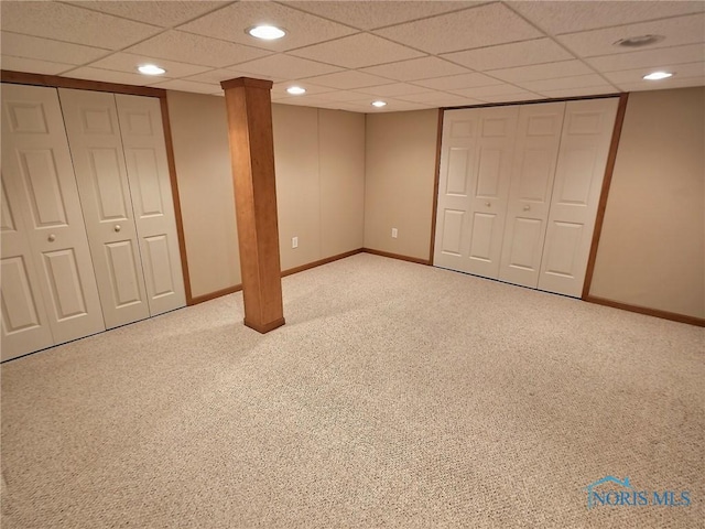 3901 Hampstead Dr Unit 3901, Sylvania, OH 43560 - unfurnished bedroom with carpet flooring, a paneled ceiling, and recessed lighting