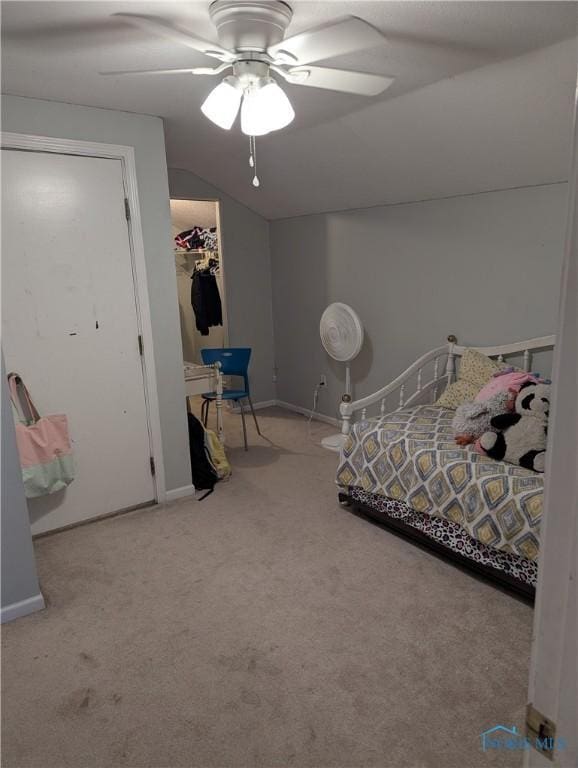 16020 County Road D, Wauseon, OH 43567 - bedroom featuring lofted ceiling, carpet, and ceiling fan