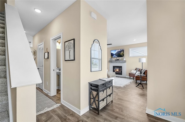 5352 Brint Crossing Blvd, Sylvania, OH 43560 - hall with wood finished floors, stairway, and recessed lighting